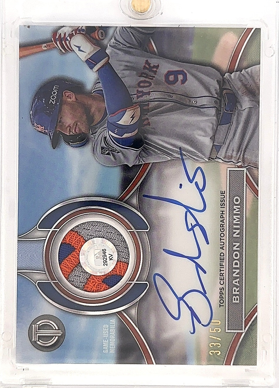 2025 Topps Tribute Autograph Patch Brandon Nimmo #APA-NIM — front