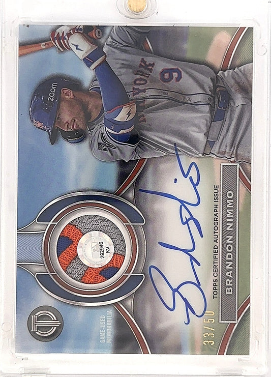 2025 Topps Tribute Autograph Patch Brandon Nimmo #APA-NIM — front