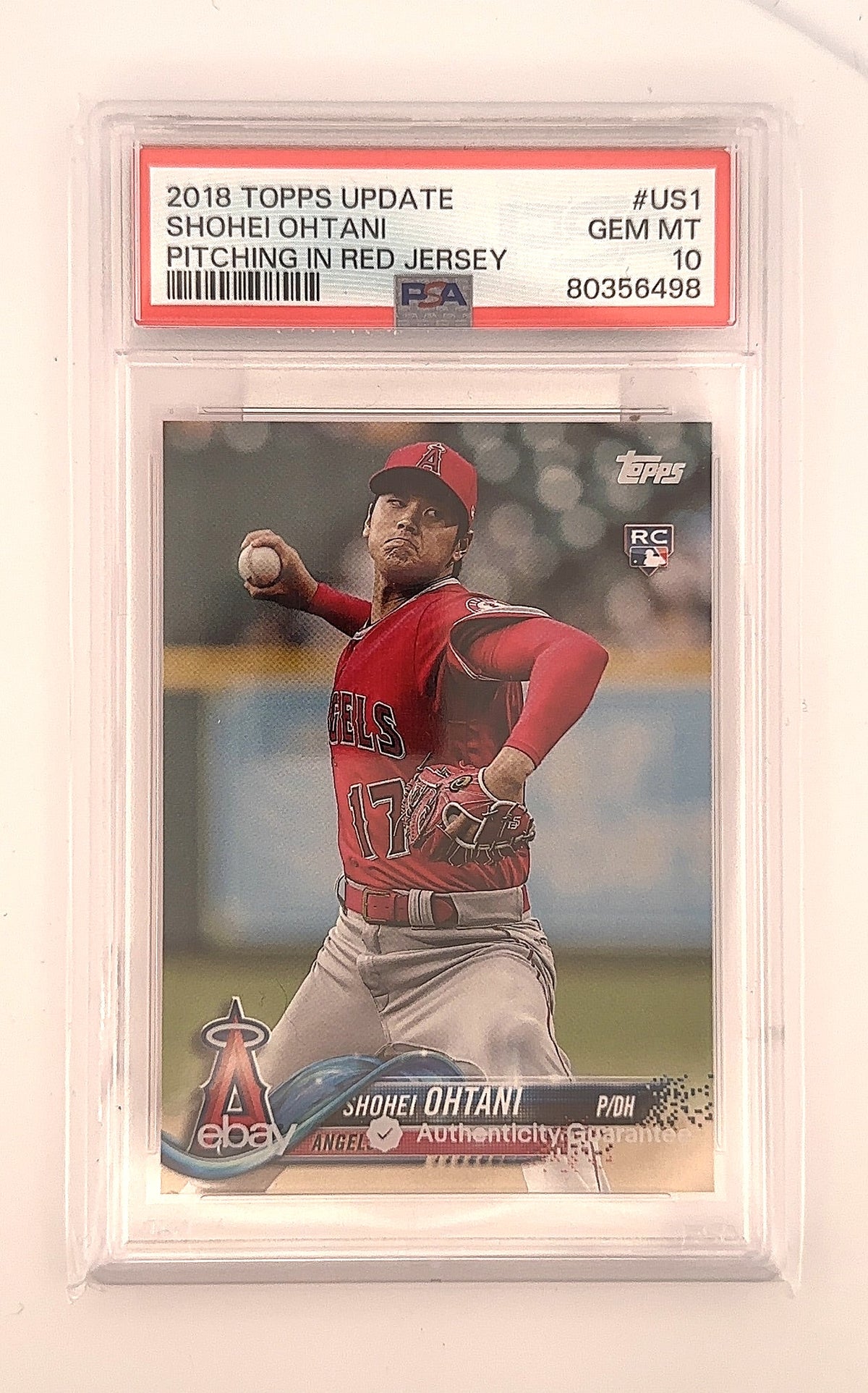 2018 Topps Update Shohei Ohtani [Pitching Red Jersey] #US1 PSA 10 — front