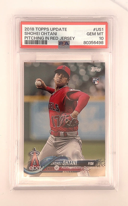 2018 Topps Update Shohei Ohtani [Pitching Red Jersey] #US1 PSA 10 — front