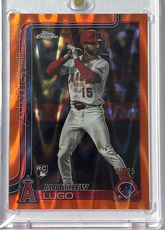 2025 Topps Chrome Platinum Matthew Lugo [Orange Vibrations Refractor] #362 RC — front