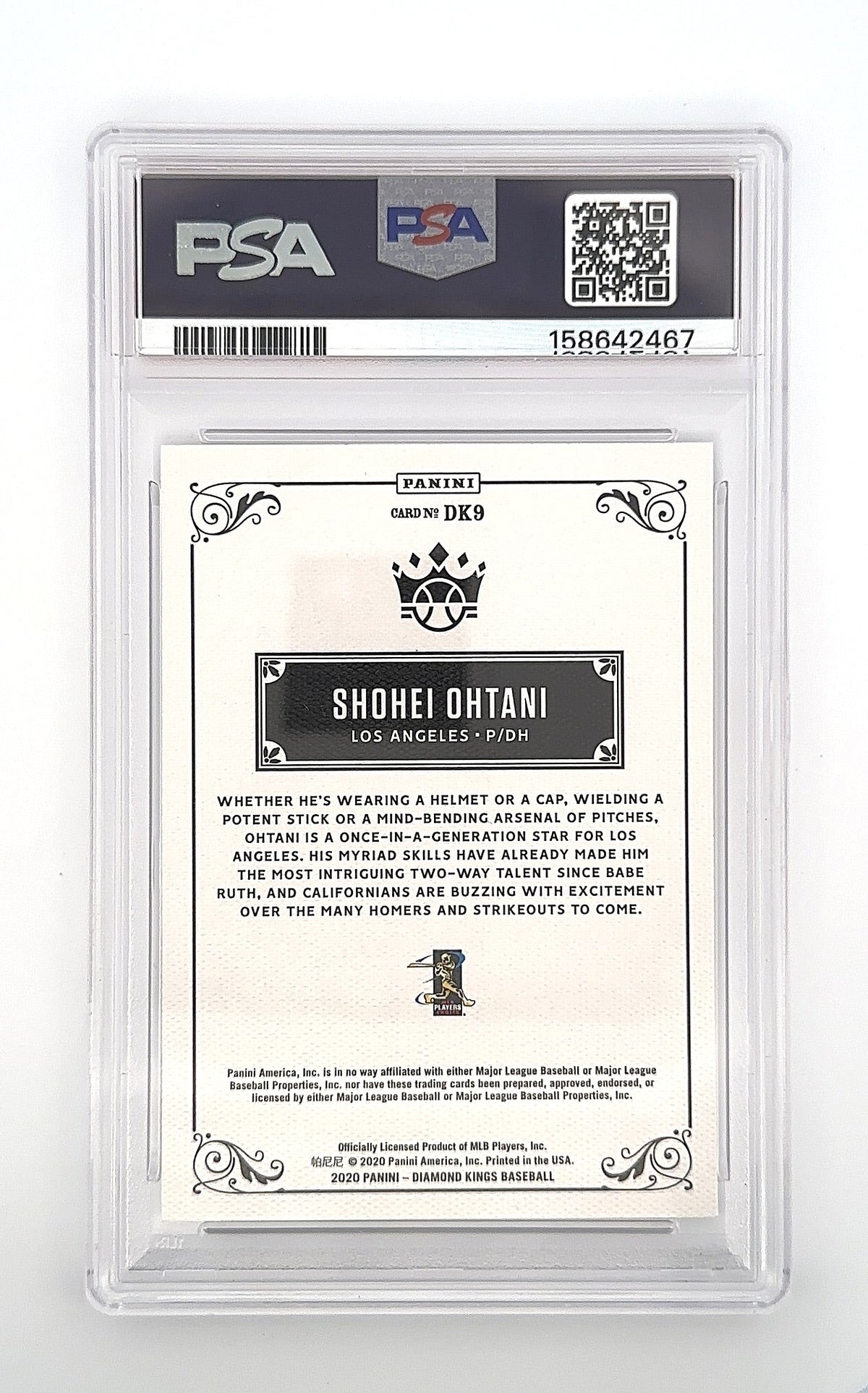 2020 Panini Diamond Kings Shohei Ohtani DK206 PSA MINT 9 — back