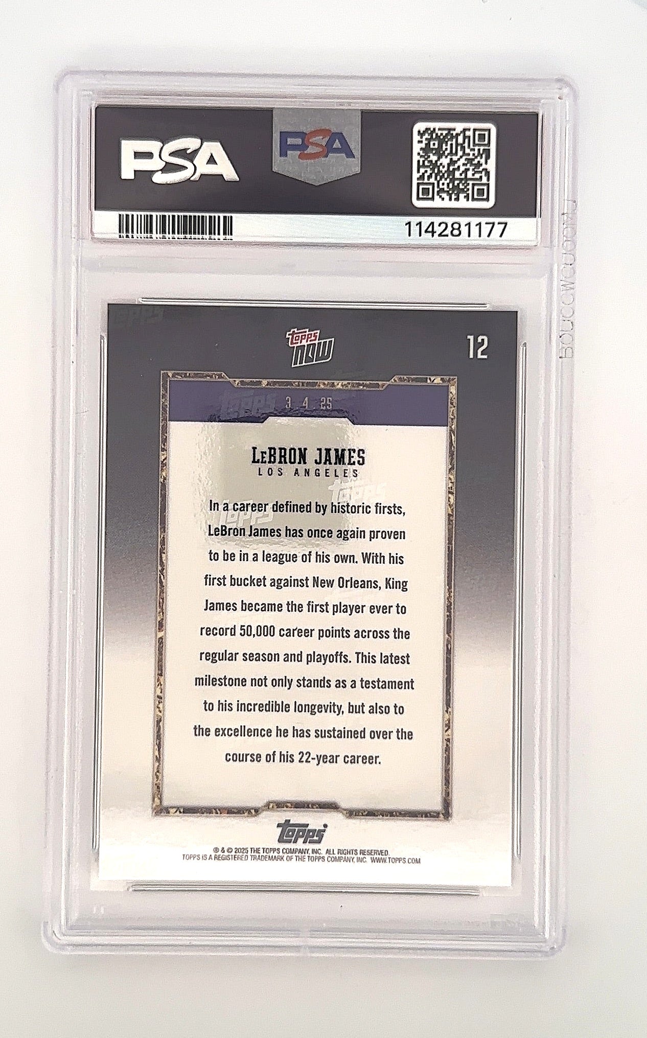 2024 Topps Now LeBron James #12 PSA 10 — back