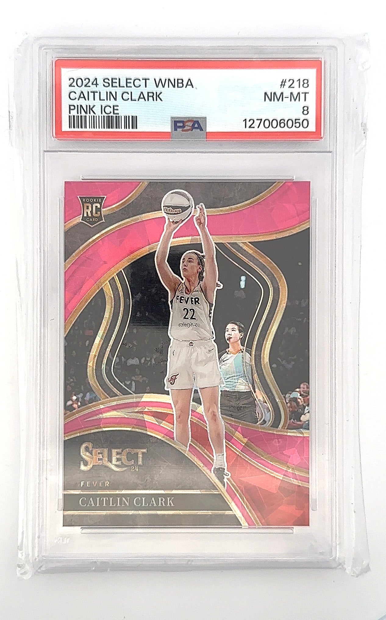2024 Panini Select WNBA Caitlin Clark [Pink Ice Prizm] #218 PSA 8 — front