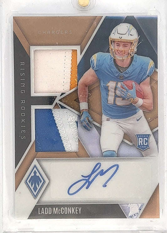 2024 Panini Phoenix Rising Rookies Dual Patch Autograph Ladd McConkey /33 #RRDP-LMY — front