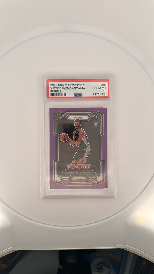 Victor Wembanyama 2023 Monopoly RC Purple Prizm Monopoly — front