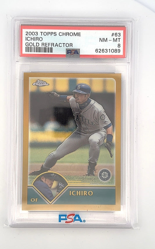 2003 Topps Chrome Ichiro [Gold Refractor] #63 PSA 8 — front
