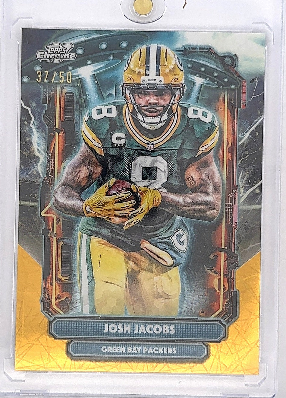 2025 Topps Cosmic Chrome Extraterrestrial Talent Josh Jacobs [Gold Interstellar] #ET-11 — front