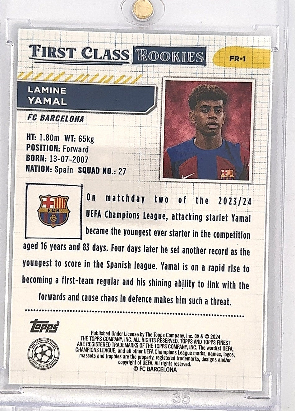 Lamine Yamal First Class Rookies — back
