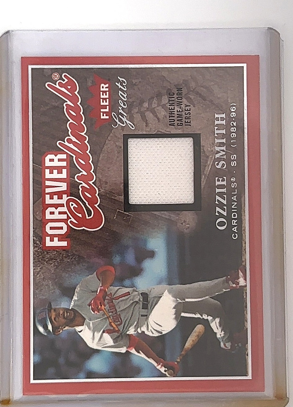 Ozzie Smith Cardinals Fleer Game-Worn — front