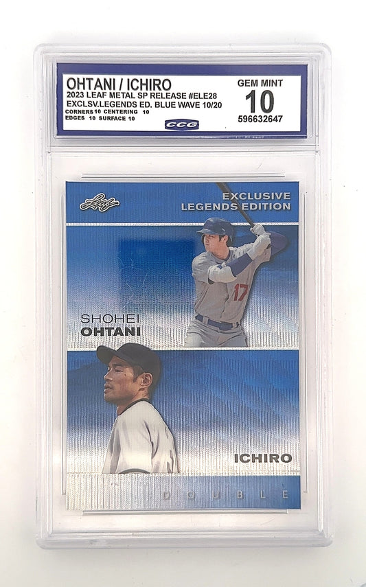 2023 Leaf Shohei Ohtani Shohei Ohtani / Ichiro [Blue Wave] #ELE-28 — front