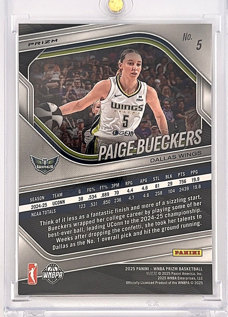 Paige Bueckers Cracked Ice RC 5 — back