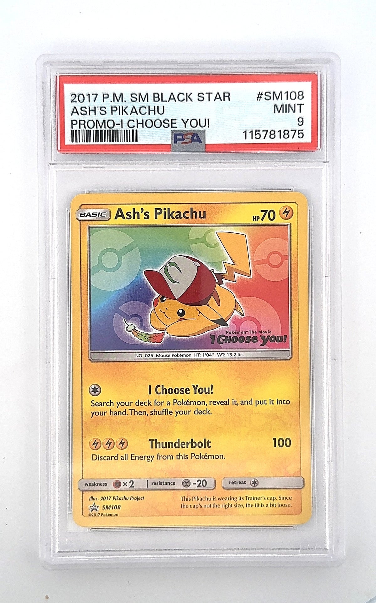 Ash's Pikachu - SM108 #SM108 PSA MINT 9 — front