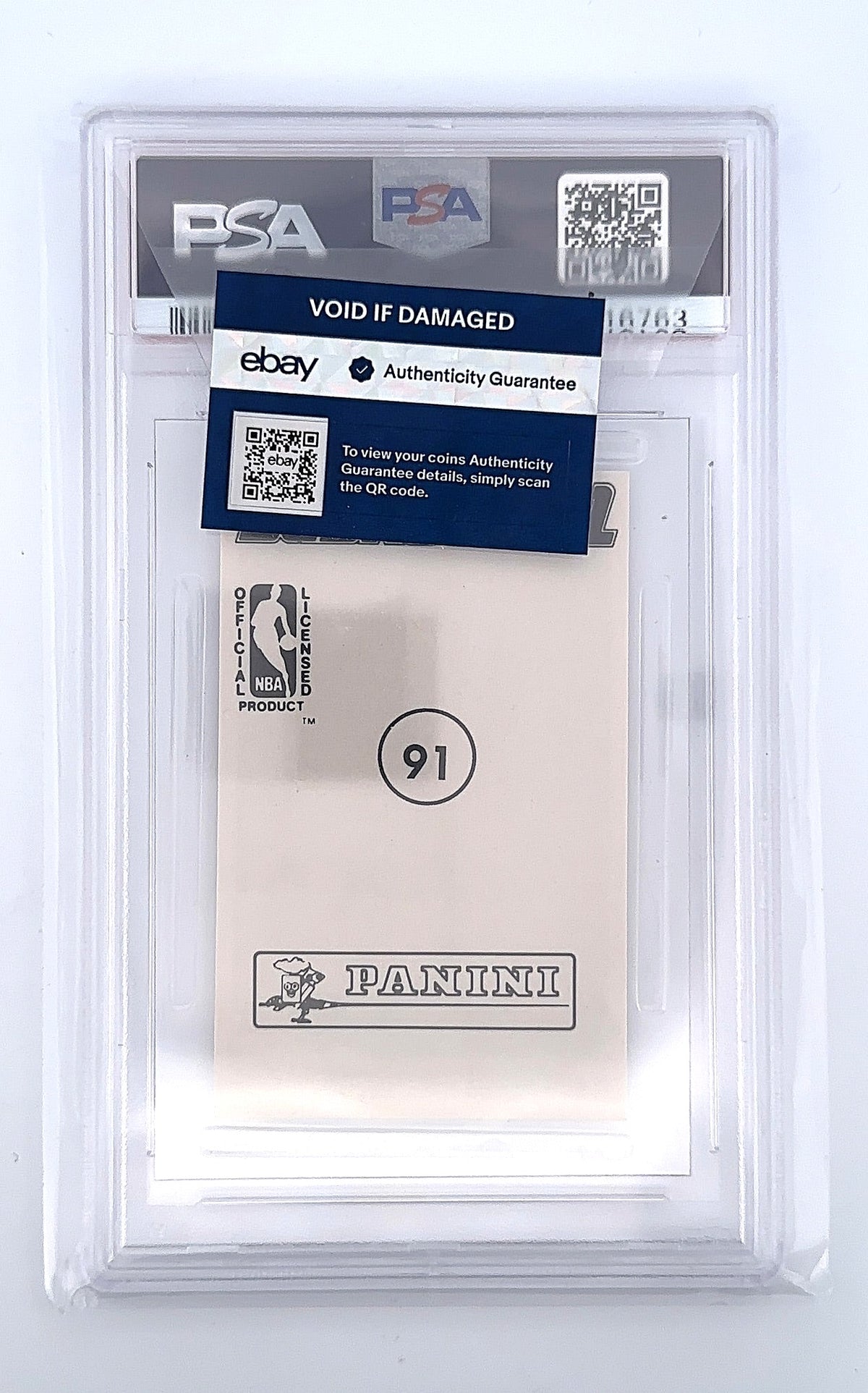 Michael Jordan 1990 Panini Sticker Hand Cut #91 PSA GEM MT 10 — back