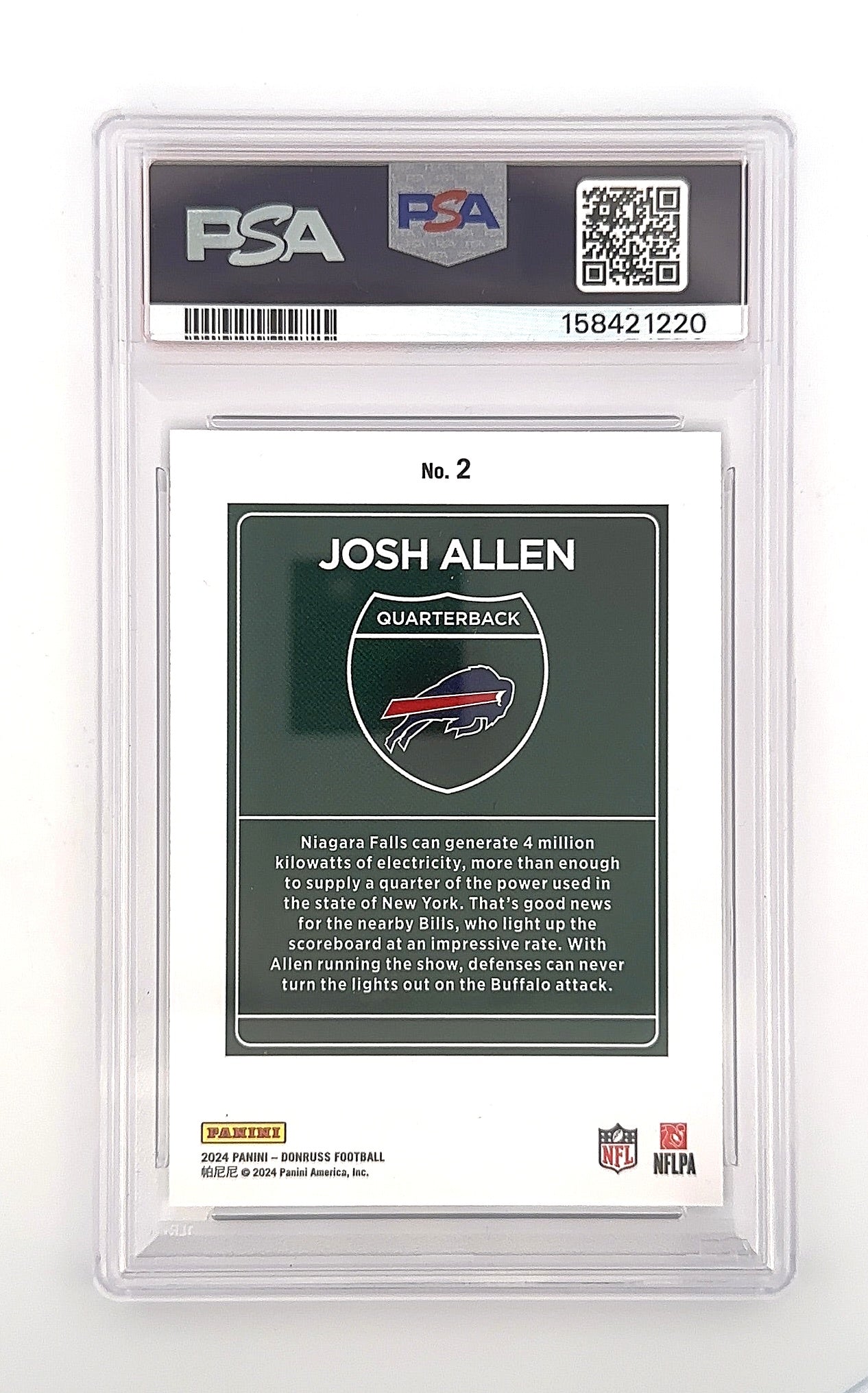 2024 Panini Donruss Optic Downtown Josh Allen #2 PSA 9 — back