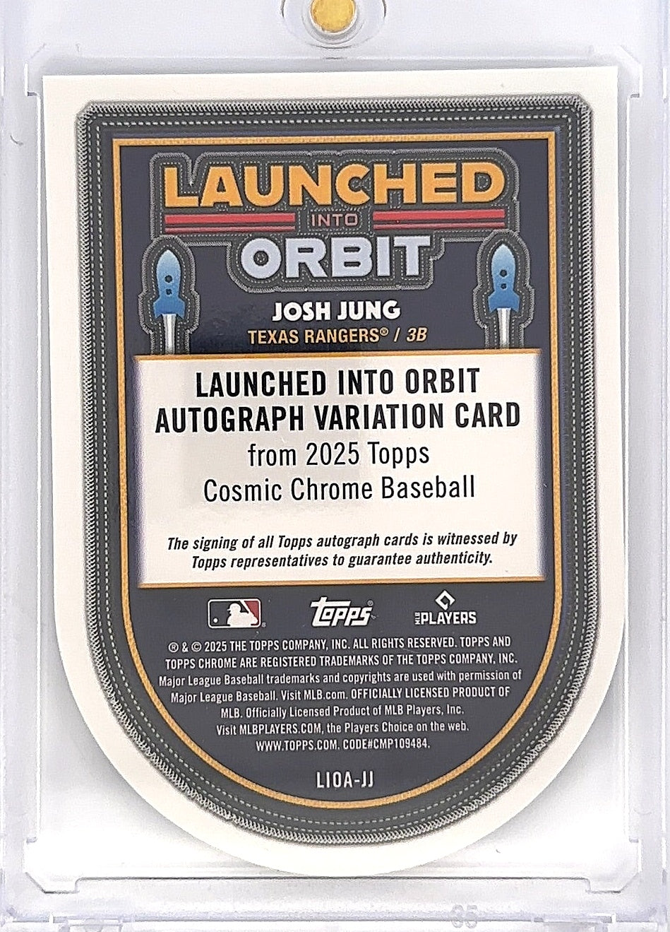 2025 Topps Cosmic Chrome Launched Into Orbit Autograph Josh Jung #LIOA-JJ — back