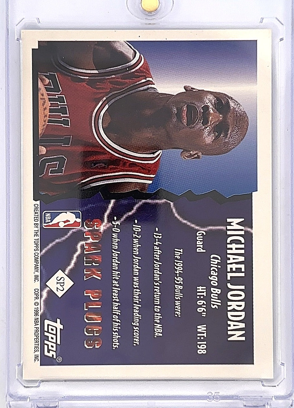 1995 Topps Spark Plugs Michael Jordan #SP2 — back