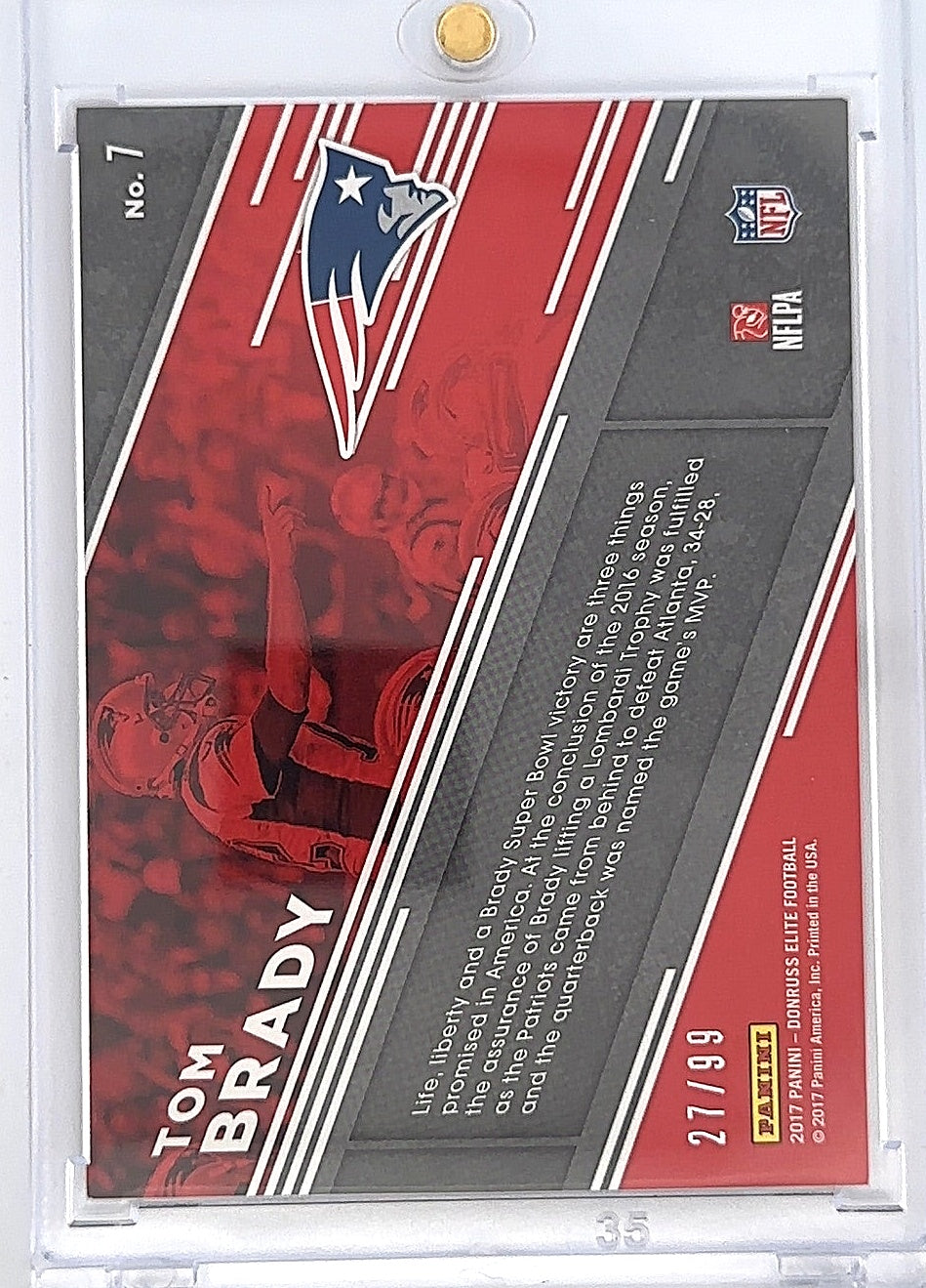 Tom Brady Field Vision Elite #7 27/99 — back