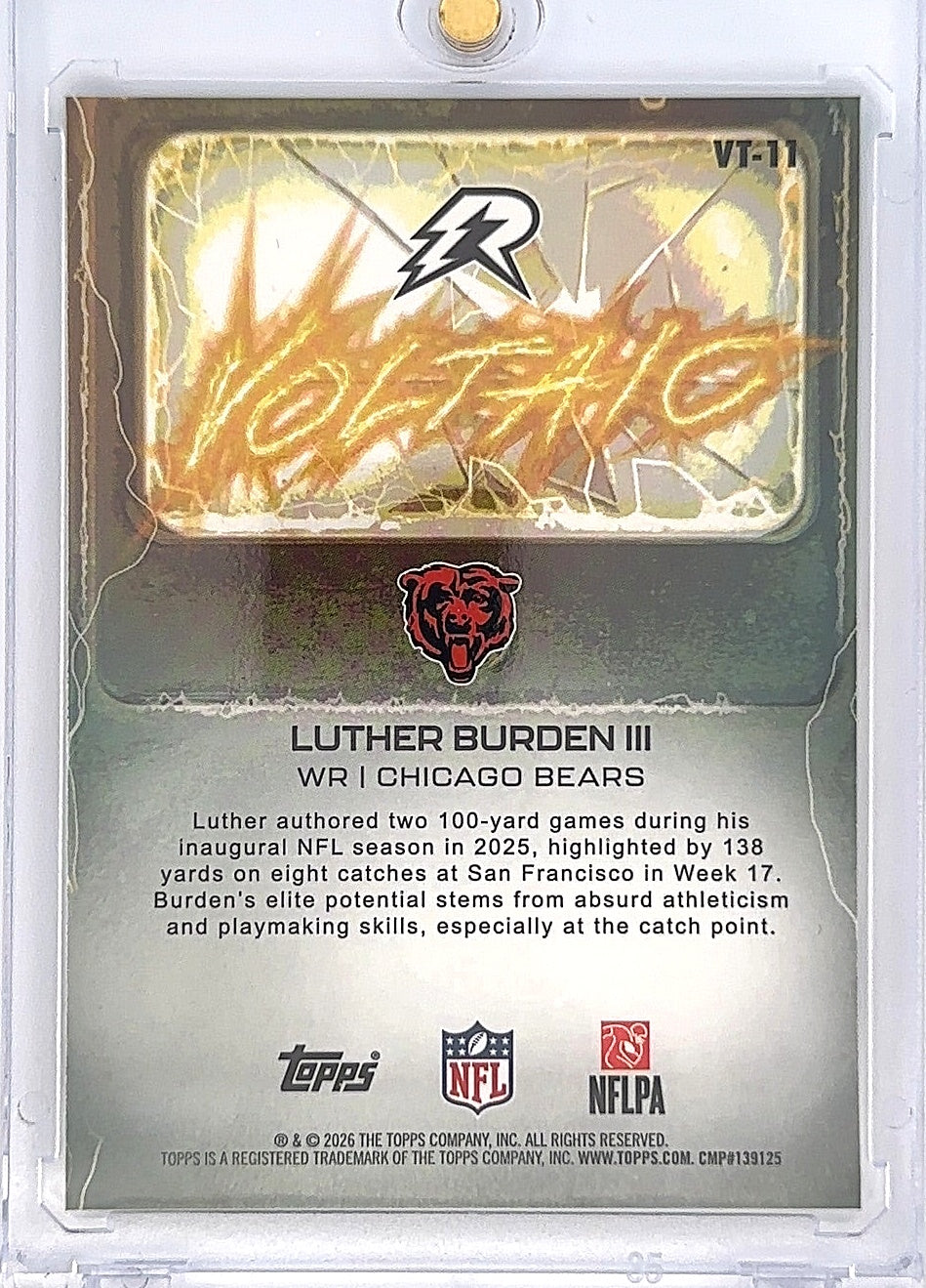 2026 Topps Resurgence Luther Burden #VT-11 Voltaic Green Wave 069/175 RC — back