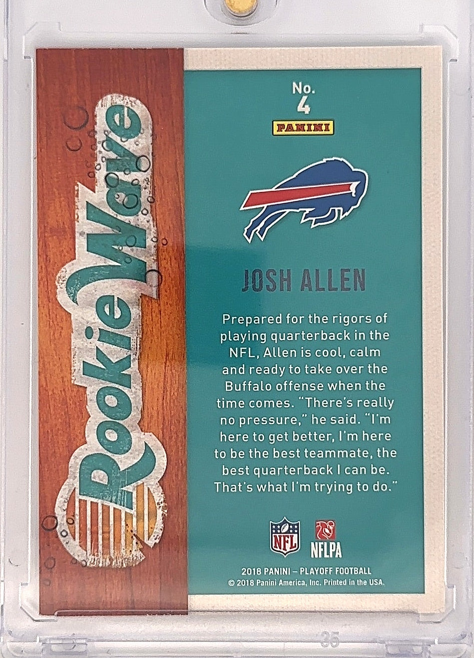 2018 Panini Playoff Rookie Wave Josh Allen #4 — back