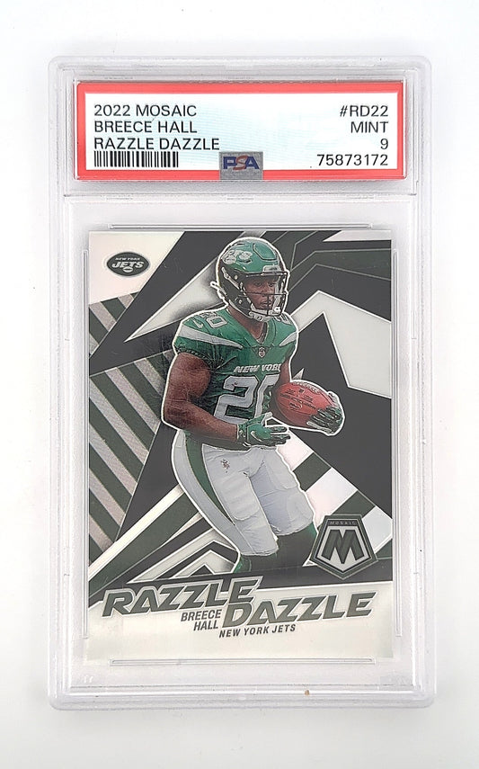 2022 Panini Mosaic Razzle Dazzle Breece Hall #RD-22 PSA 9 — front