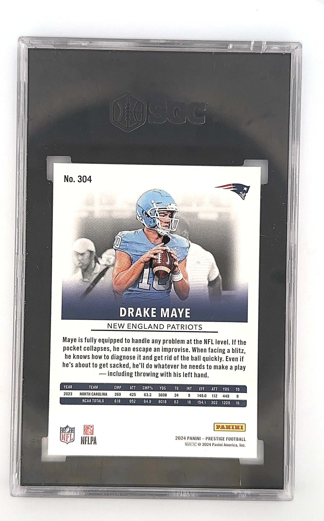 2024 Panini Prestige Drake Maye #304 SGC Gem Mint 10 — back