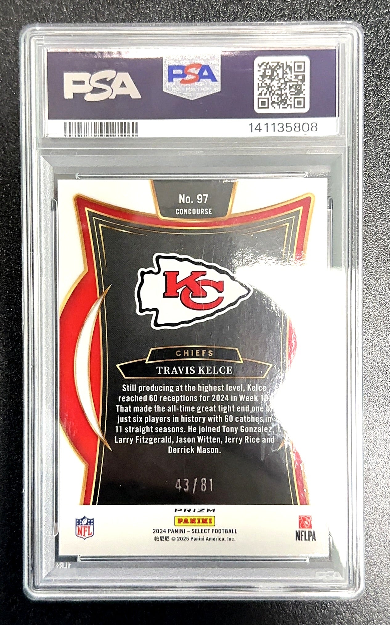 2024 Panini Select Travis Kelce [Dragon Scale Prizm] #97 PSA 10 — back