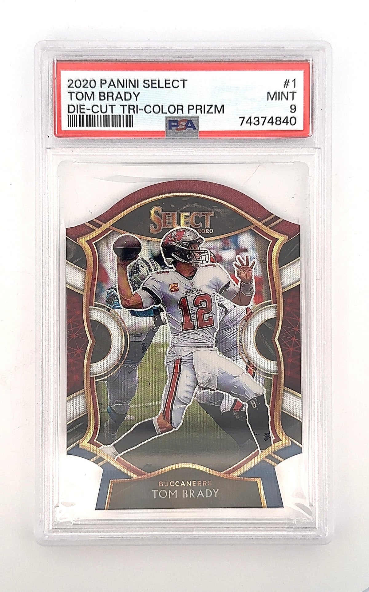 Tom Brady 2020 Panini Select Die-Cut Tri-Color Prizm PSA MINT 9 — front
