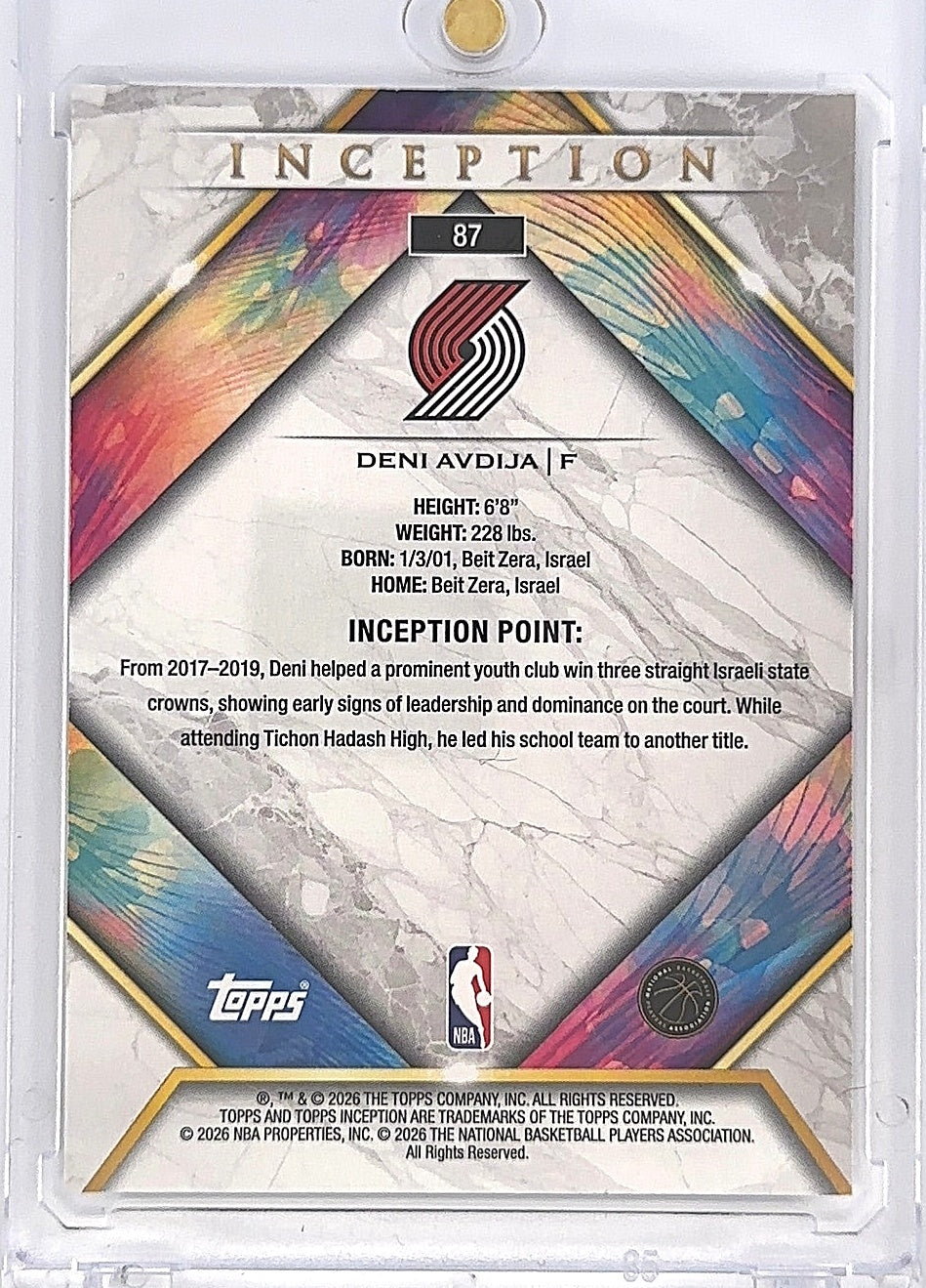 2025 Topps Inception Deni Avdija [Blue Inception] #87 22/25 — back