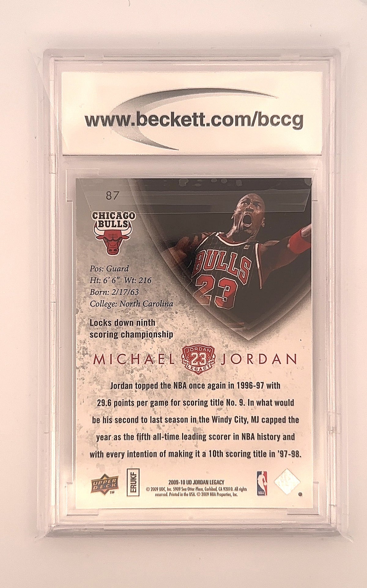 Michael Jordan MJ Legacy Collection 87 BGS PRISTINE 10 — back