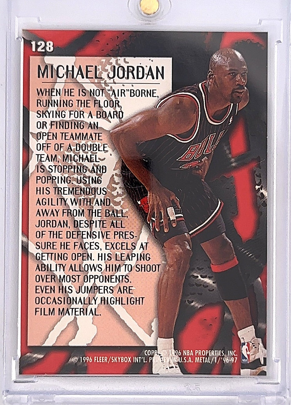 1996 Fleer Metal Michael Jordan [Metallized] #128 — back