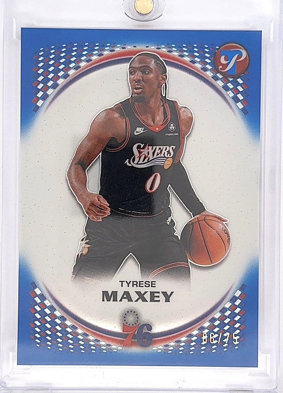 2025 Topps Pristine Tyrese Maxey [Blue Refractor] #68 — front