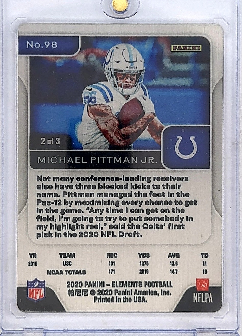2020 Panini Elements Michael Pittman Jr. [Lithium] #98 — back