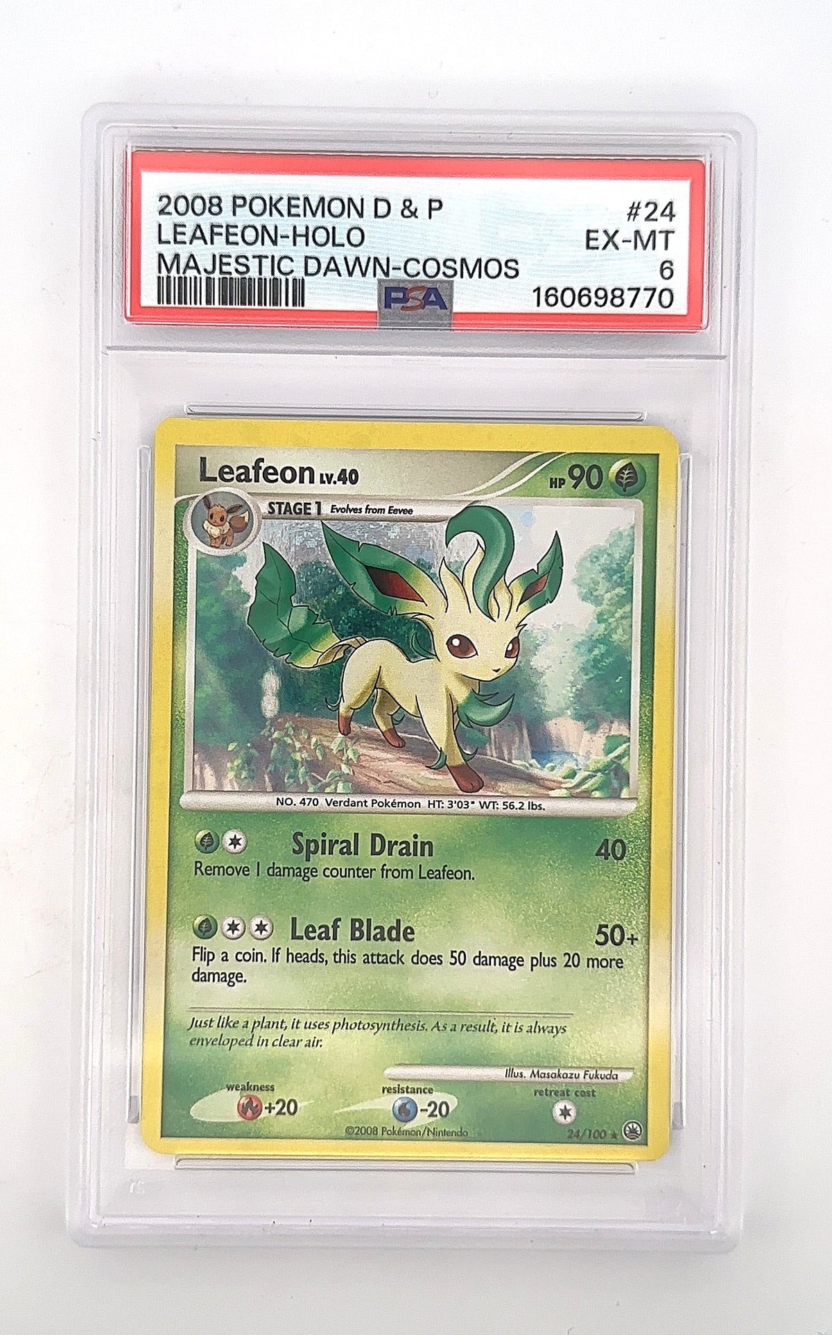 Leafeon (24) #24/100 PSA EX-MT 6 — front