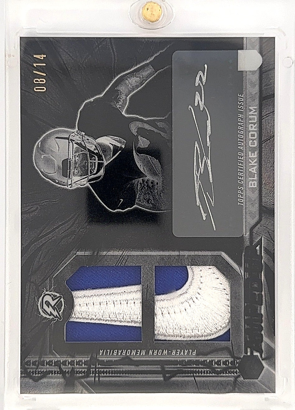 Blake Corum 2025 Resurgence Negative Patch Auto /14 — front