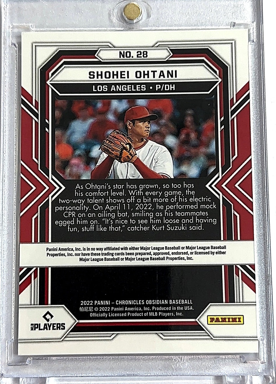 2022 Panini Chronicles Obsidian Shohei Ohtani #28 — back