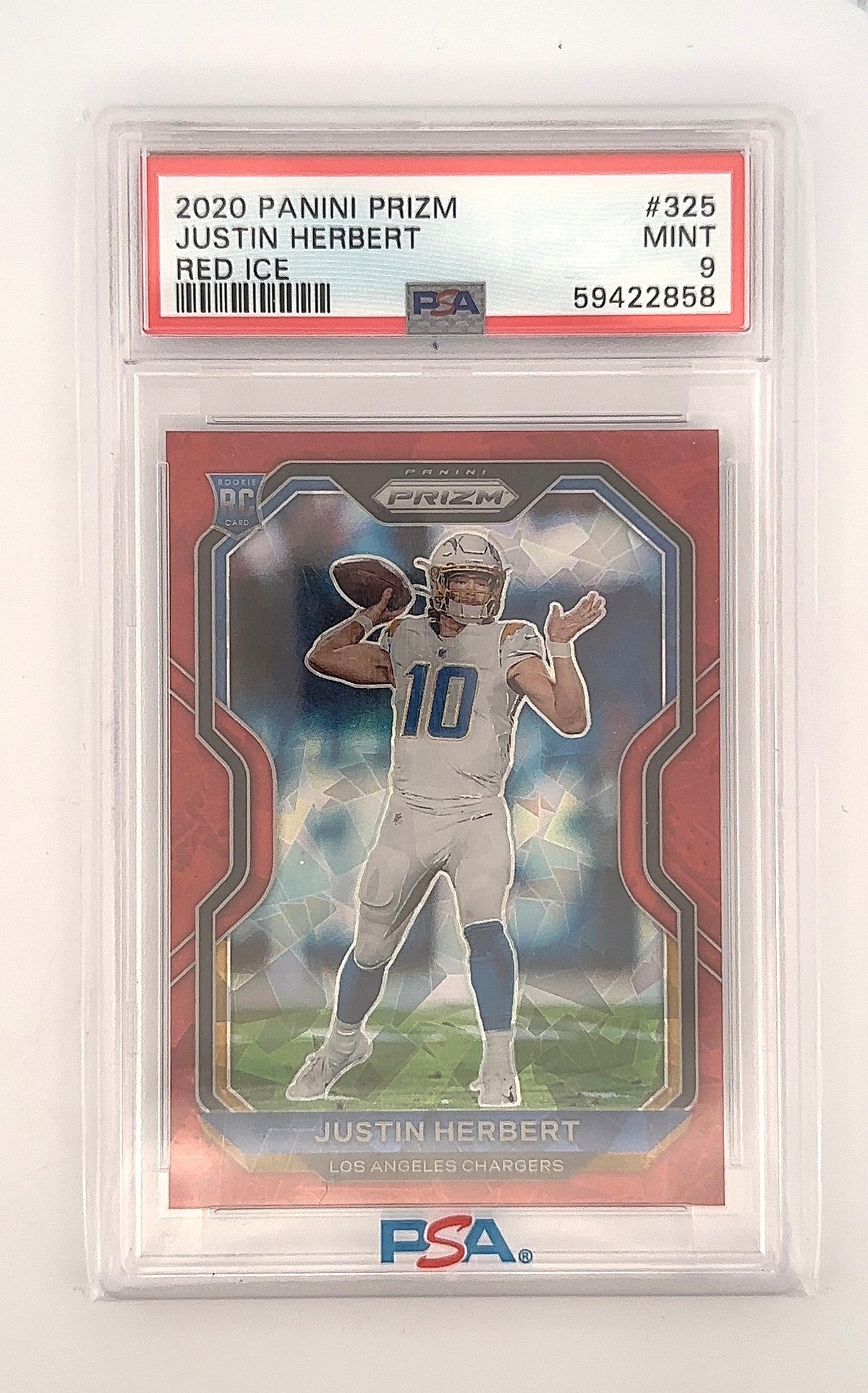 2020 Panini Prizm Justin Herbert [Red Ice] #325 PSA 9 — front