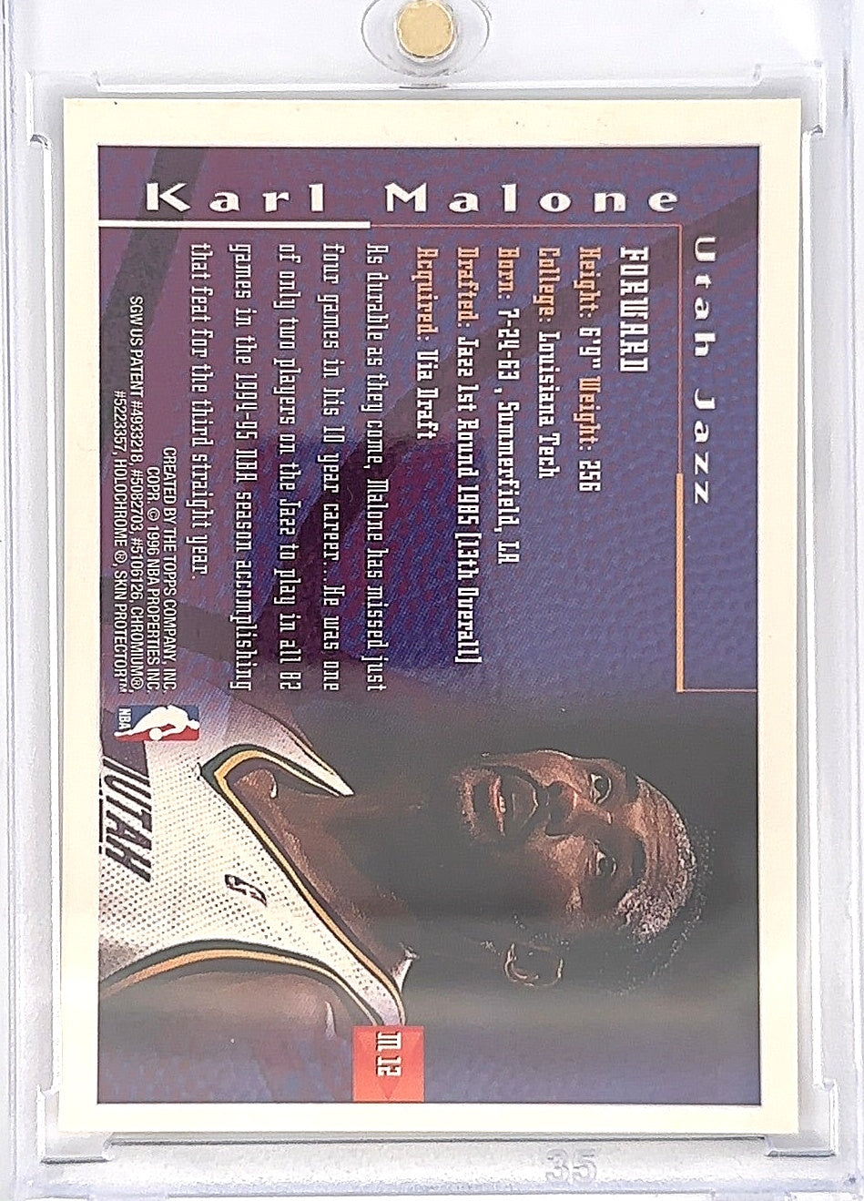 1995 Finest Mystery Karl Malone [Borderless Refractor] #M12 — back