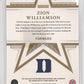 2023 Panini Prizm Draft Picks 2021 Flawless Collegiate Star Swatch Signatures Zion Williamson #SSS-ZWI /25 — back