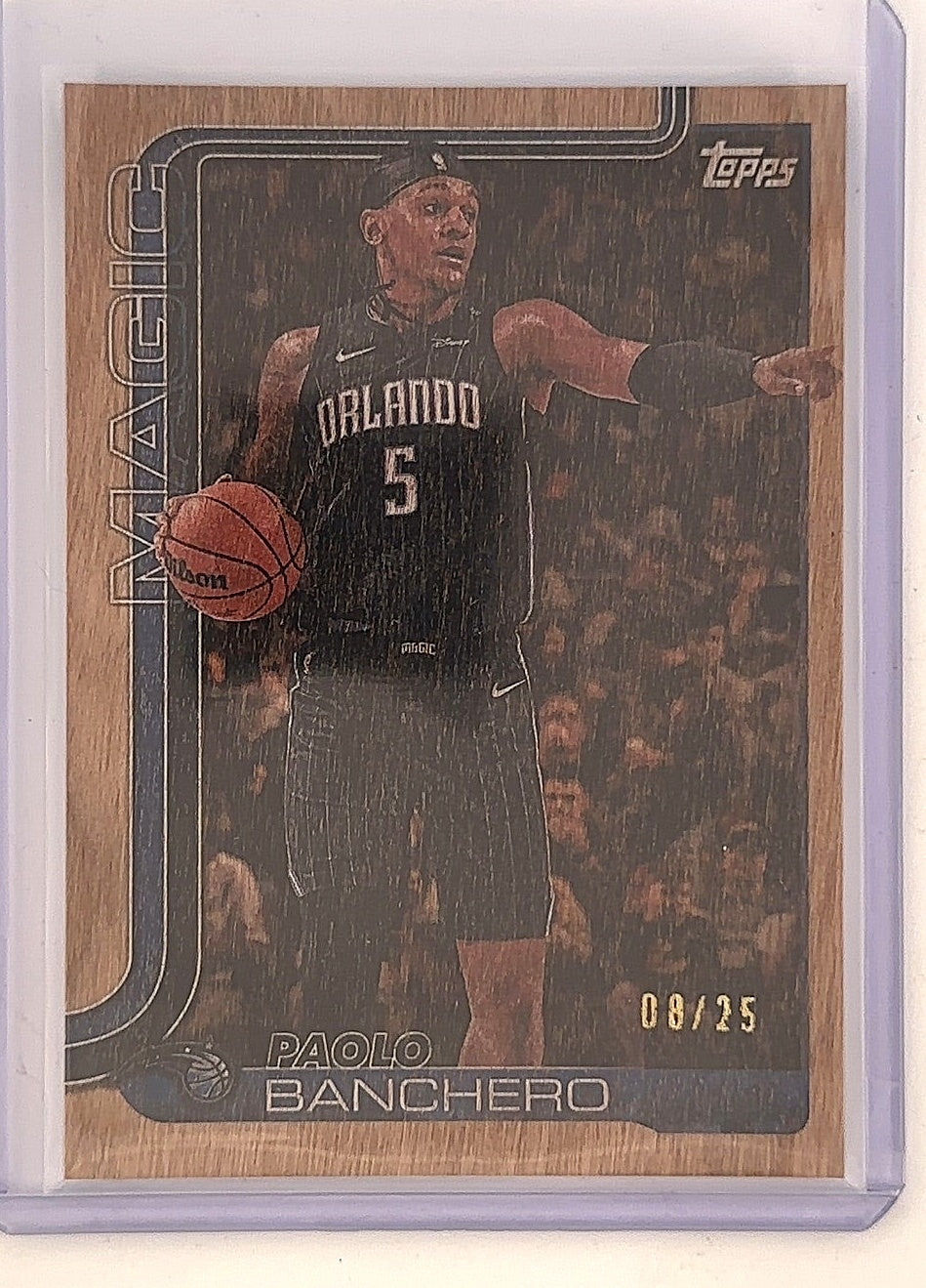 2025-26 Topps Flagship Paolo Banchero Wood Parallel 08/25 — front