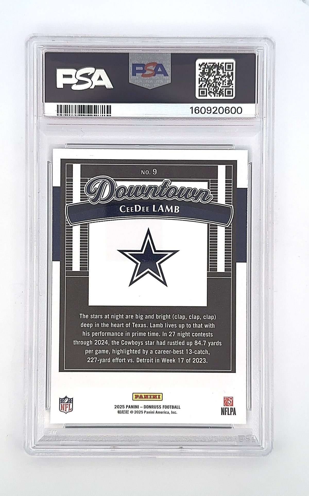 2025 Panini Donruss Downtown CeeDee Lamb #9 PSA 9 — back