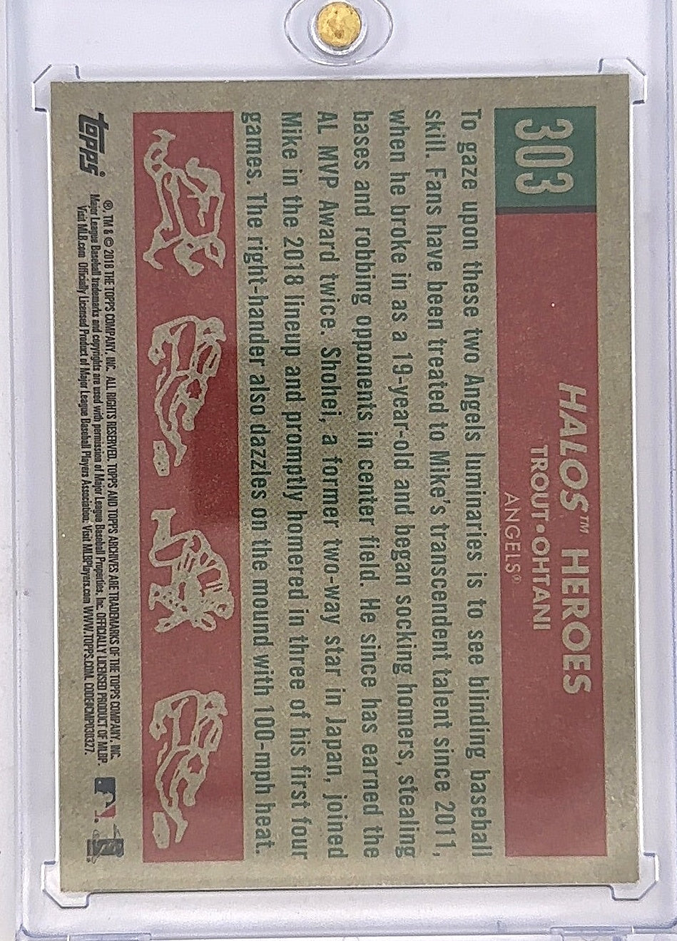 2018 Topps Archives Shohei Ohtani, Mike Trout [Halos Heroes] #303 — back