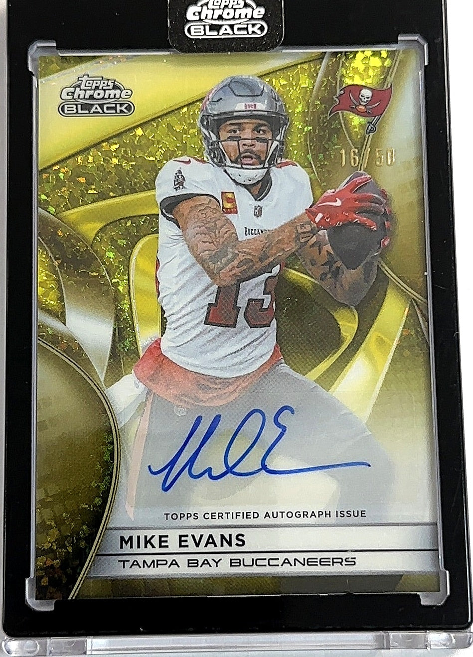 2025 Topps Chrome Black Autograph Mike Evans [Gold Mini-Diamond] #AU-ME AUTO — front