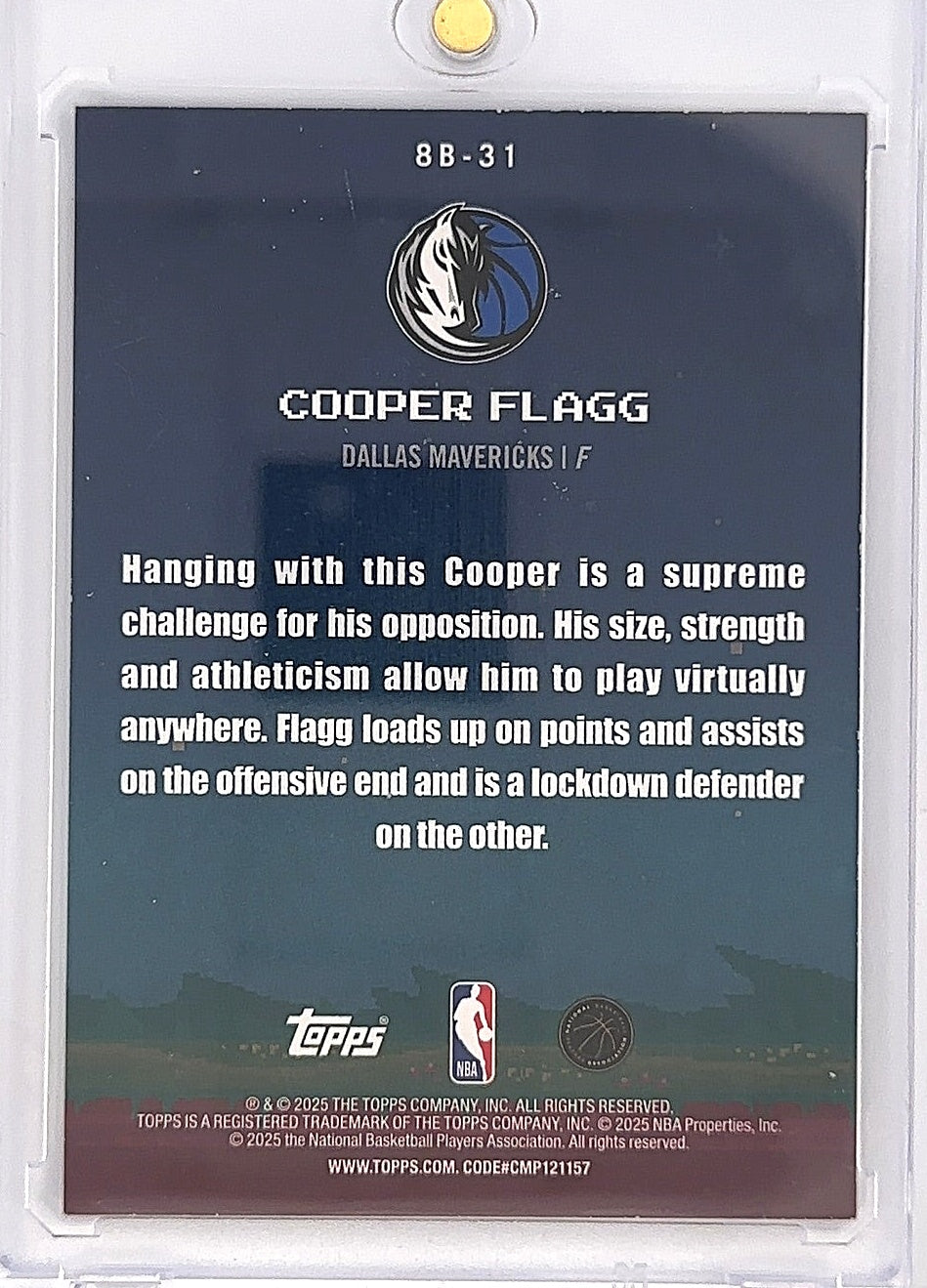 2025 Topps 8-Bit Ballers Cooper Flagg [Holo Blue] #8B-31 — back