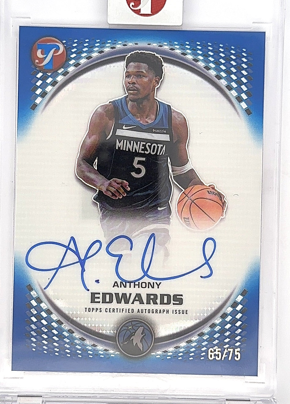 2025 Topps Pristine Autograph Anthony Edwards [Blue] #PA-AE — front