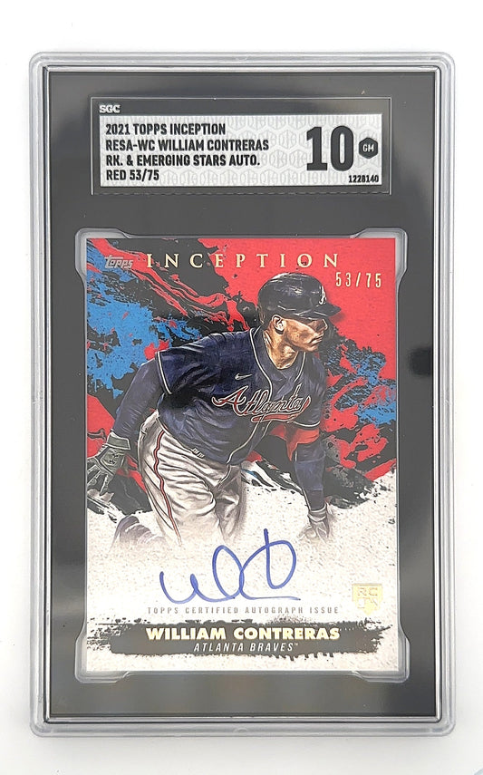 2021 Topps Inception Rookie and Emerging Star Autographs William Contreras [Green] #RESA-WC SGC Gem Mint 10 — front