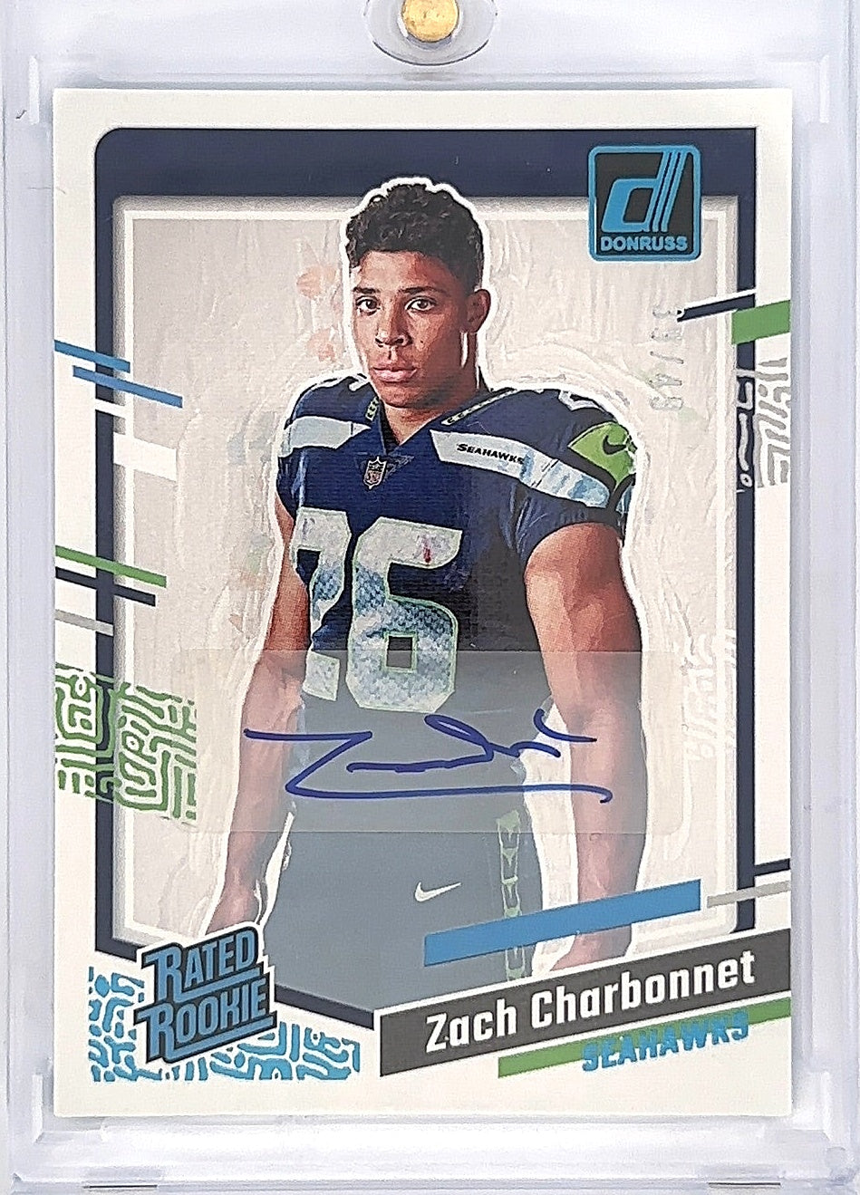 2023 Panini Donruss Rated Rookies Portrait Zach Charbonnet [Autograph] #16 — front