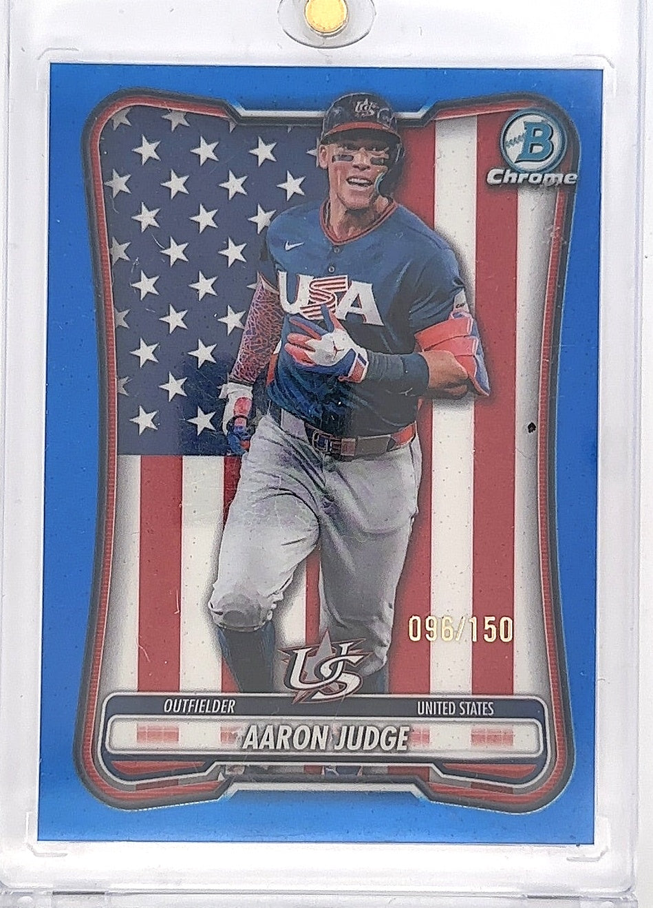 2026 Bowman Chrome WBC Flag Aaron Judge [Blue] #WBC-99 096/150 — front