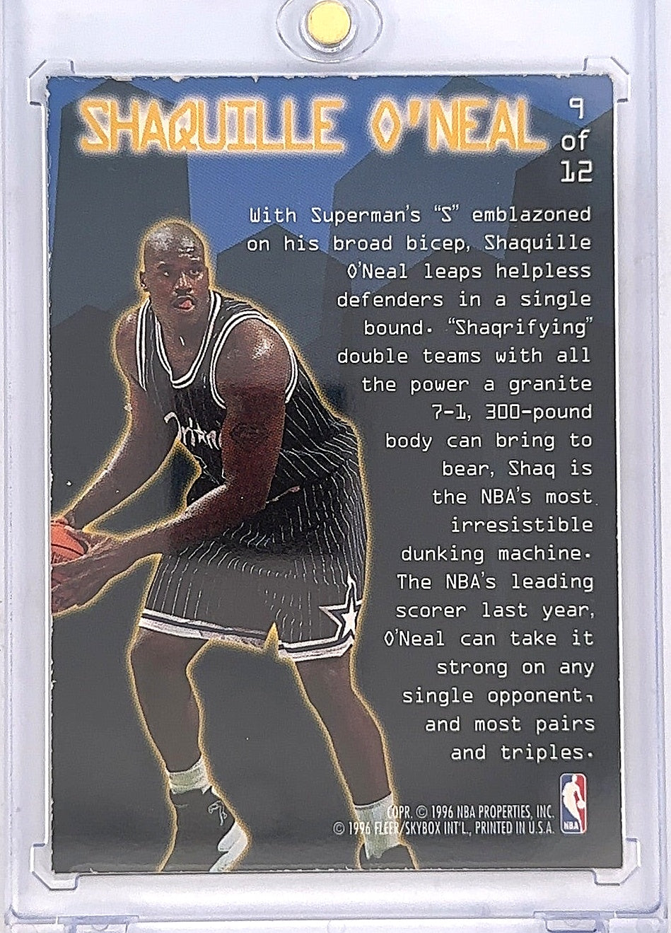 1995 Ultra Jam City Shaquille O'Neal #9 — back