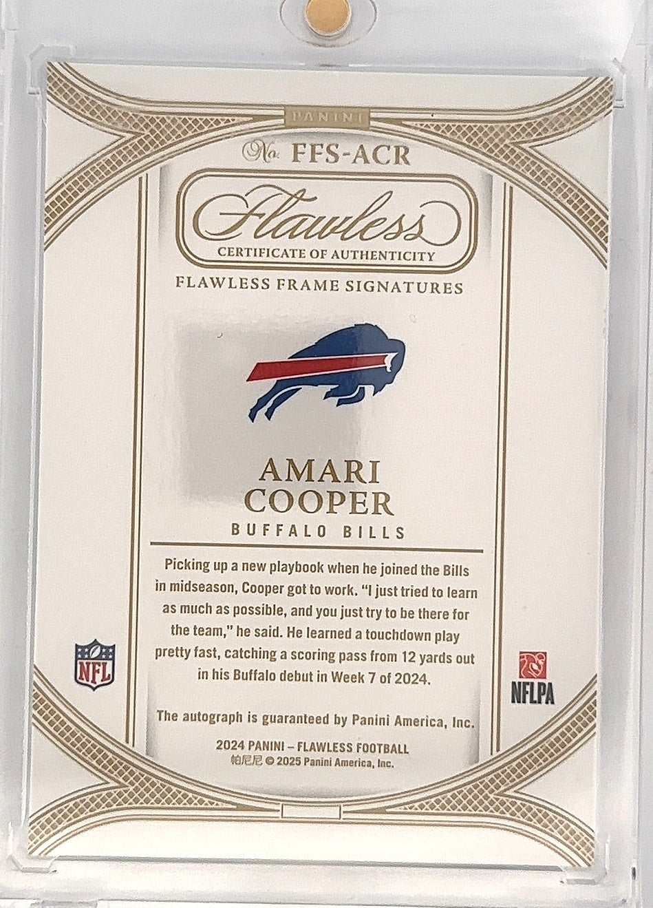 2024 Flawless Amari Cooper Auto 9/20 #FFS-ACR — back